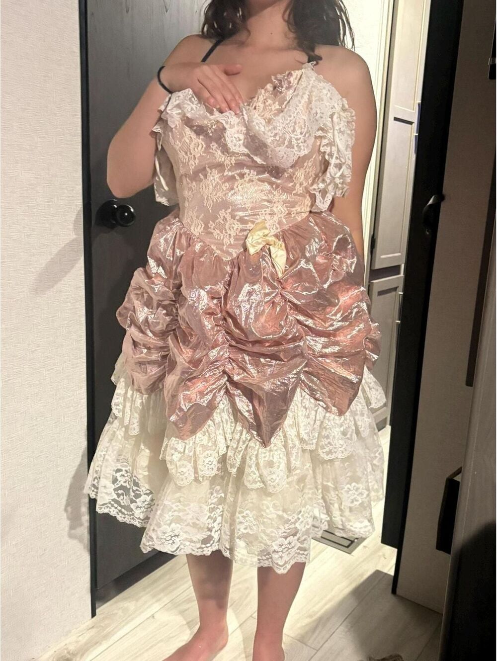 loralie vintage glam pink metallic prom size small